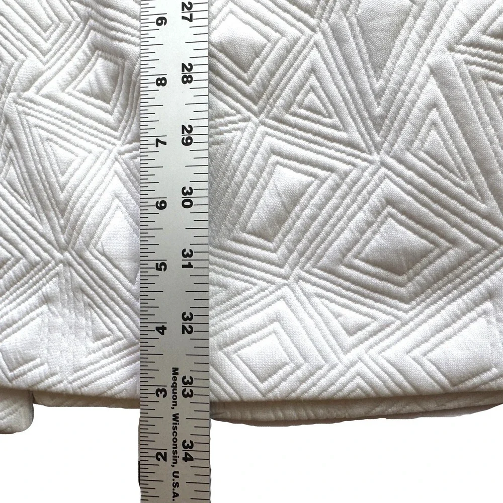 Calvin Klein White Quilted Geometric Pattern Coat Womens 16 Blazer Jacket Open‎